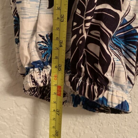 C&C Tropical Print 2pc Set Top Crop/ Joggers Cargo Style Linen Blend Size S - Picture 14 of 15